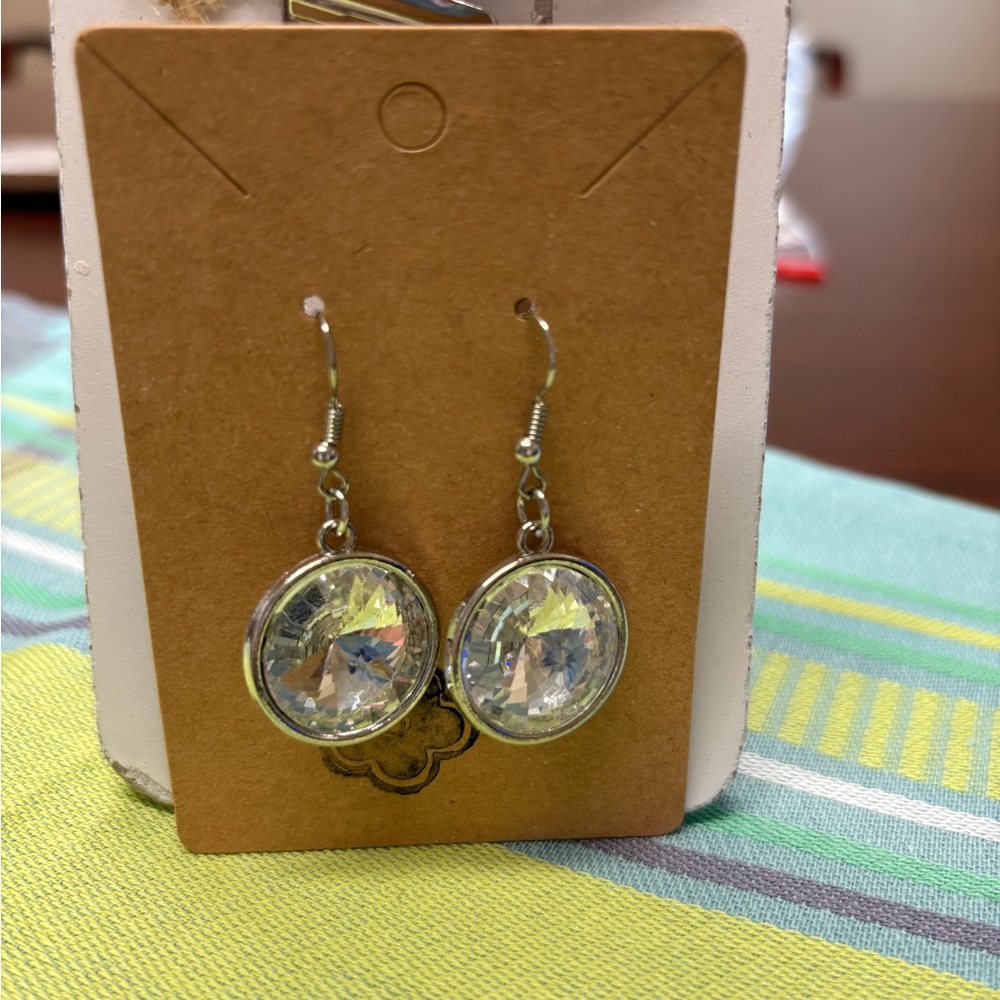 Silver Rhinestone Drop Earrings
